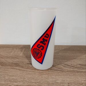 Vintage SMU Pennant Frosted Glass Tumbler High Ball Southern Methodist Uni